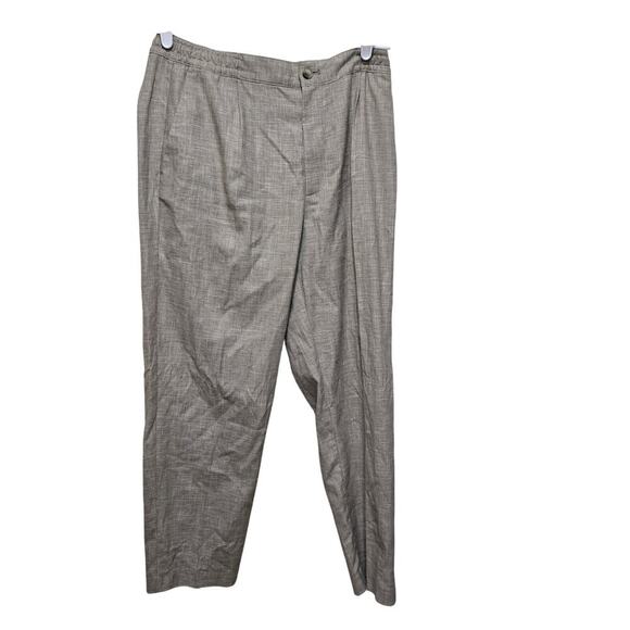 Zara pants womens size medium tan linen blend elastic waist trouser - Picture 1 of 11